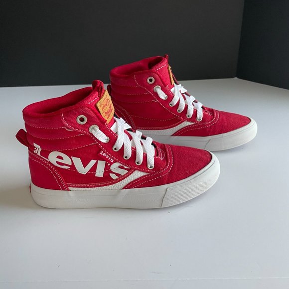 Levi's Kids' Unisex High Top Canvas Lace-Up Sneakers CD4 Red Size US:1 - Picture 1 of 11